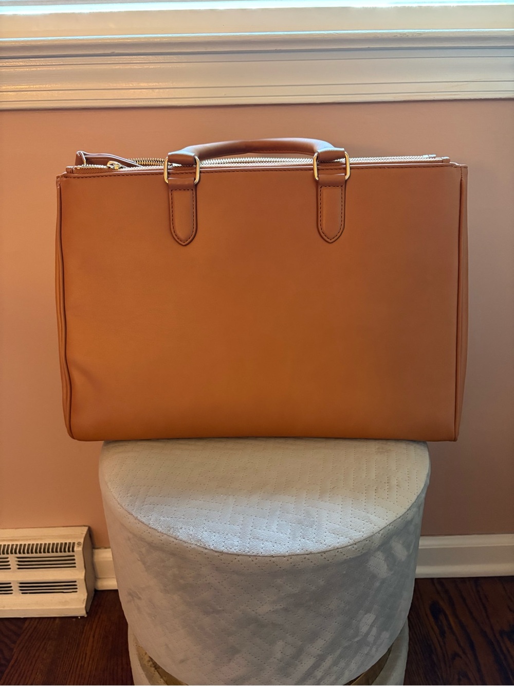 Mark & Graham Brown Leather Work Tote with Shoulder Strap